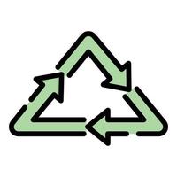 Recycling triangle icon color outline vector