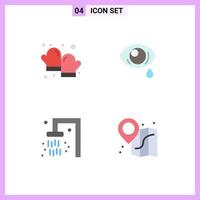 Flat Icon Pack of 4 Universal Symbols of baked bathroom glove eye beach Editable Vector Design Elements