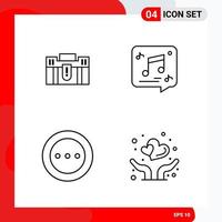 Creative Set of 4 Universal Outline Icons isolated on White Background Creative Black Icon vector background