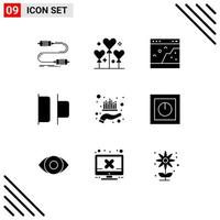 Pictogram Set of 9 Simple Solid Glyphs of asset horizontal valentine distribute photo Editable Vector Design Elements