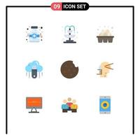 Group of 9 Flat Colors Signs and Symbols for food store eggs cloud data Editable Vector Design Elements