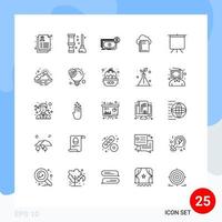 Group of 25 Modern Lines Set for board data banknotes file money Editable Vector Design Elements