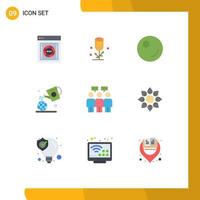Group of 9 Modern Flat Colors Set for team communication wedding farming day Editable Vector Design Elements