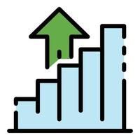 Money graph rise up icon color outline vector