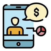 Smartphone money conference icon color outline vector