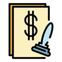 Dollar stamp icon color outline vector