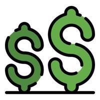 Dollar sign icon color outline vector