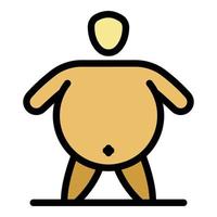 Big overweight man icon color outline vector