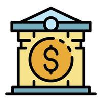 Money bank building icon color outline vector