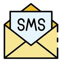 SMS in envelope icon color outline vector