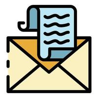 Tax email icon color outline vector