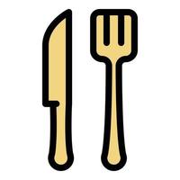 Knife and fork icon color outline vector