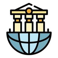 Global bank system icon color outline vector