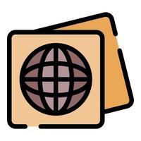 Globe cards icon color outline vector