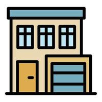 House with garage icon color outline vector