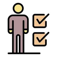 Human figure and checkboxes icon color outline vector