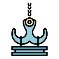 Port crane icon color outline vector