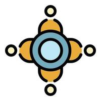 People at the round table icon color outline vector