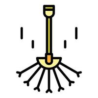 Leaf rake icon color outline vector