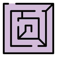 Square labyrint icon color outline vector