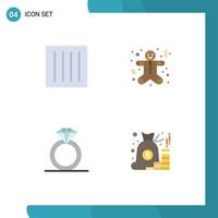 Universal Icon Symbols Group of 4 Modern Flat Icons of care diamond dry cookie ring Editable Vector Design Elements