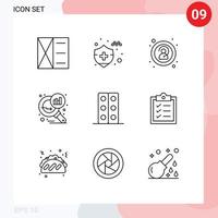 9 Universal Outlines Set for Web and Mobile Applications tray lab anonymous biology graph magnifying Editable Vector Design Elements