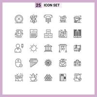25 iconos creativos signos y símbolos modernos de construcción elementos de diseño de vector editables de dispositivo de carro de corona de compras