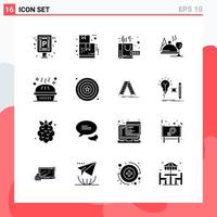 Collection of 16 Vector Icons in solid style Modern Glyph Symbols for Web and Mobile Solid Icon Sign Isolated on White Background 16 Icons Creative Black Icon vector background