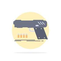 gun handgun pistol shooter weapon Flat Color Icon Vector