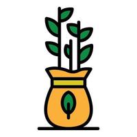 Plant seed sack icon color outline vector