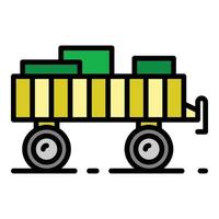 Tractor trail icon color outline vector