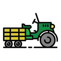 Walk-behind tractor icon color outline vector