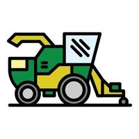 Combine harvester icon color outline vector