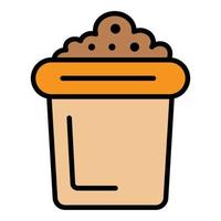 Pot with soil icon color outline vector