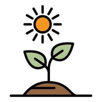 Plant in the sun icon color outline vector
