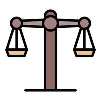 Judge balance icon color outline vector