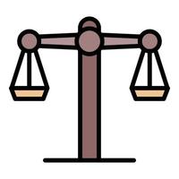 Judge balance icon color outline vector