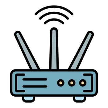 Wifi router icon color outline vector