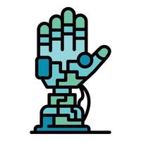 Robotic palm icon color outline vector