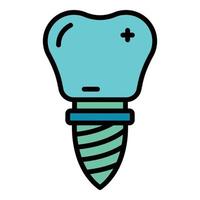 Tooth prosthesis icon color outline vector