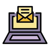 Inbox laptop icon color outline vector