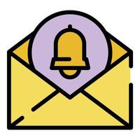 Envelope with a bell icon color outline vector