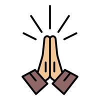 Hands folded in prayer icon color outline vector