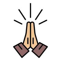 Hands folded in prayer icon color outline vector