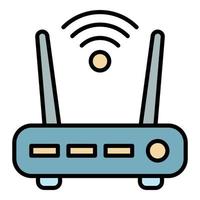Security wifi router icon color outline vector