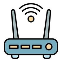 Security wifi router icon color outline vector