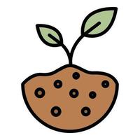 Sprout in fertile soil icon color outline vector