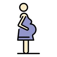 vector de contorno de color de icono de mujer embarazada