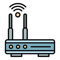 Router icon color outline vector