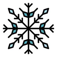 Christmas snowflake icon color outline vector